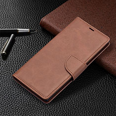 Leather Case Stands Flip Cover Holder B14F for Samsung Galaxy S21 Ultra 5G Brown