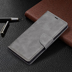 Leather Case Stands Flip Cover Holder B14F for Samsung Galaxy S21 Ultra 5G Gray