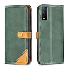 Leather Case Stands Flip Cover Holder B14F for Vivo Y11s Green