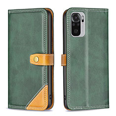 Leather Case Stands Flip Cover Holder B14F for Xiaomi Poco M5S Green