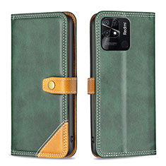 Leather Case Stands Flip Cover Holder B14F for Xiaomi Redmi 10C 4G Green