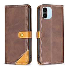 Leather Case Stands Flip Cover Holder B14F for Xiaomi Redmi A1 Brown