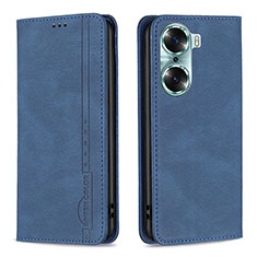 Leather Case Stands Flip Cover Holder B15F for Huawei Honor 60 5G Blue
