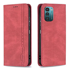 Leather Case Stands Flip Cover Holder B15F for Nokia G11 Red