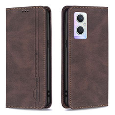Leather Case Stands Flip Cover Holder B15F for OnePlus Nord N20 5G Brown