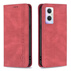 Leather Case Stands Flip Cover Holder B15F for OnePlus Nord N20 5G Red