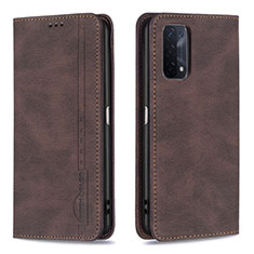Leather Case Stands Flip Cover Holder B15F for OnePlus Nord N200 5G Brown