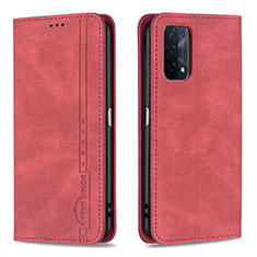 Leather Case Stands Flip Cover Holder B15F for OnePlus Nord N200 5G Red