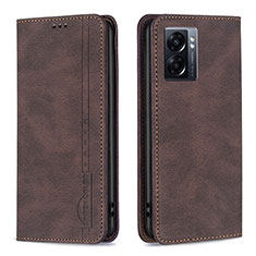 Leather Case Stands Flip Cover Holder B15F for OnePlus Nord N300 5G Brown