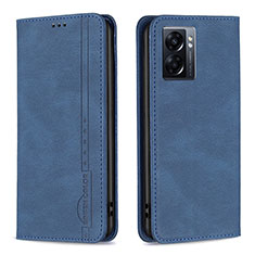Leather Case Stands Flip Cover Holder B15F for Oppo A56S 5G Blue