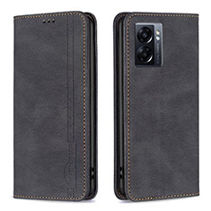 Leather Case Stands Flip Cover Holder B15F for Oppo A57 5G Black
