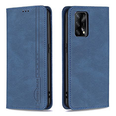 Leather Case Stands Flip Cover Holder B15F for Oppo F19 Blue