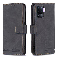 Leather Case Stands Flip Cover Holder B15F for Oppo F19 Pro Black