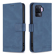 Leather Case Stands Flip Cover Holder B15F for Oppo F19 Pro Blue
