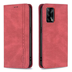 Leather Case Stands Flip Cover Holder B15F for Oppo F19 Red