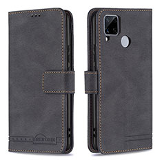 Leather Case Stands Flip Cover Holder B15F for Realme 7i RMX2193 Black