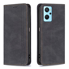 Leather Case Stands Flip Cover Holder B15F for Realme 9i 4G Black