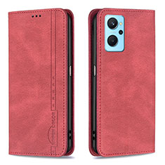Leather Case Stands Flip Cover Holder B15F for Realme 9i 4G Red