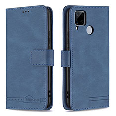 Leather Case Stands Flip Cover Holder B15F for Realme C25 Blue