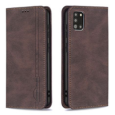 Leather Case Stands Flip Cover Holder B15F for Samsung Galaxy A31 Brown