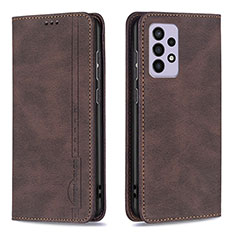 Leather Case Stands Flip Cover Holder B15F for Samsung Galaxy A33 5G Brown