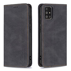 Leather Case Stands Flip Cover Holder B15F for Samsung Galaxy A71 5G Black
