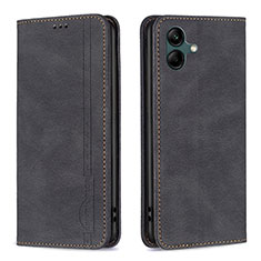 Leather Case Stands Flip Cover Holder B15F for Samsung Galaxy F04 Black