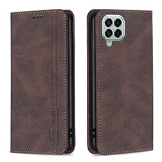 Leather Case Stands Flip Cover Holder B15F for Samsung Galaxy M33 5G Brown
