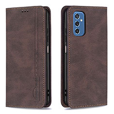 Leather Case Stands Flip Cover Holder B15F for Samsung Galaxy M52 5G Brown
