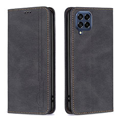 Leather Case Stands Flip Cover Holder B15F for Samsung Galaxy M53 5G Black