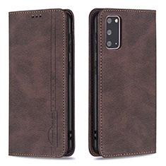 Leather Case Stands Flip Cover Holder B15F for Samsung Galaxy S20 5G Brown