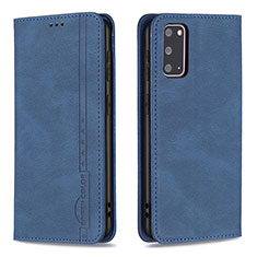 Leather Case Stands Flip Cover Holder B15F for Samsung Galaxy S20 Blue