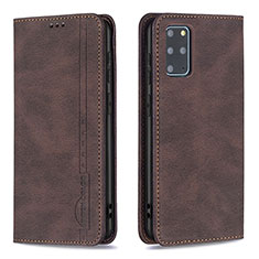 Leather Case Stands Flip Cover Holder B15F for Samsung Galaxy S20 Plus Brown