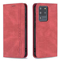 Leather Case Stands Flip Cover Holder B15F for Samsung Galaxy S20 Ultra 5G Red