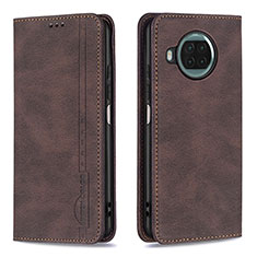 Leather Case Stands Flip Cover Holder B15F for Xiaomi Mi 10i 5G Brown