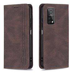 Leather Case Stands Flip Cover Holder B15F for Xiaomi Mi 10T Pro 5G Brown