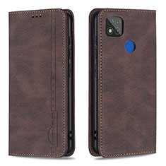 Leather Case Stands Flip Cover Holder B15F for Xiaomi POCO C31 Brown