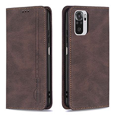 Leather Case Stands Flip Cover Holder B15F for Xiaomi Poco M5S Brown