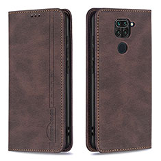 Leather Case Stands Flip Cover Holder B15F for Xiaomi Redmi 10X 4G Brown