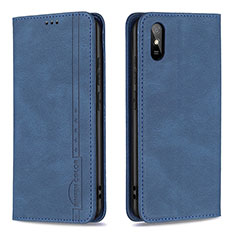 Leather Case Stands Flip Cover Holder B15F for Xiaomi Redmi 9A Blue