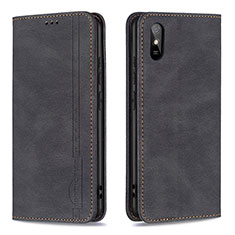 Leather Case Stands Flip Cover Holder B15F for Xiaomi Redmi 9AT Black