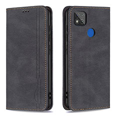 Leather Case Stands Flip Cover Holder B15F for Xiaomi Redmi 9C Black