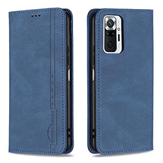 Leather Case Stands Flip Cover Holder B15F for Xiaomi Redmi Note 10 Pro 4G Blue