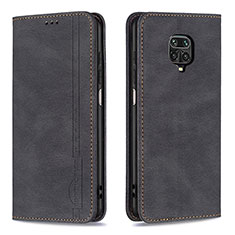 Leather Case Stands Flip Cover Holder B15F for Xiaomi Redmi Note 9 Pro Max Black