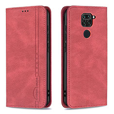 Leather Case Stands Flip Cover Holder B15F for Xiaomi Redmi Note 9 Red