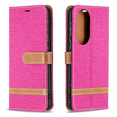 Leather Case Stands Flip Cover Holder B16F for Huawei P50 Pro Hot Pink