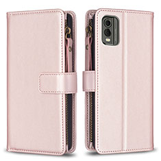 Leather Case Stands Flip Cover Holder B16F for Nokia C210 Rose Gold