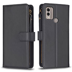 Leather Case Stands Flip Cover Holder B16F for Nokia C22 Black