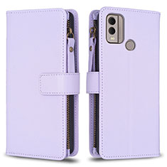 Leather Case Stands Flip Cover Holder B16F for Nokia C22 Clove Purple
