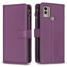 Leather Case Stands Flip Cover Holder B16F for Nokia C22 Purple